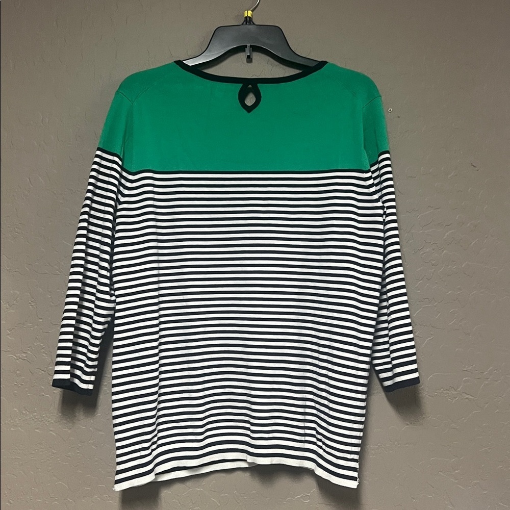 Talbots Green Striped Women's Sweater - Picture 4 of 7